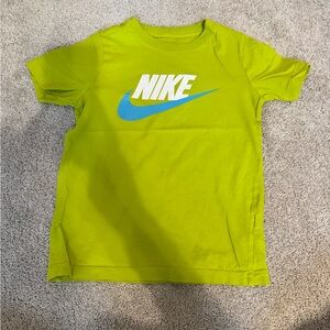 Nike Kids Lime Green Tee with Blue Logo